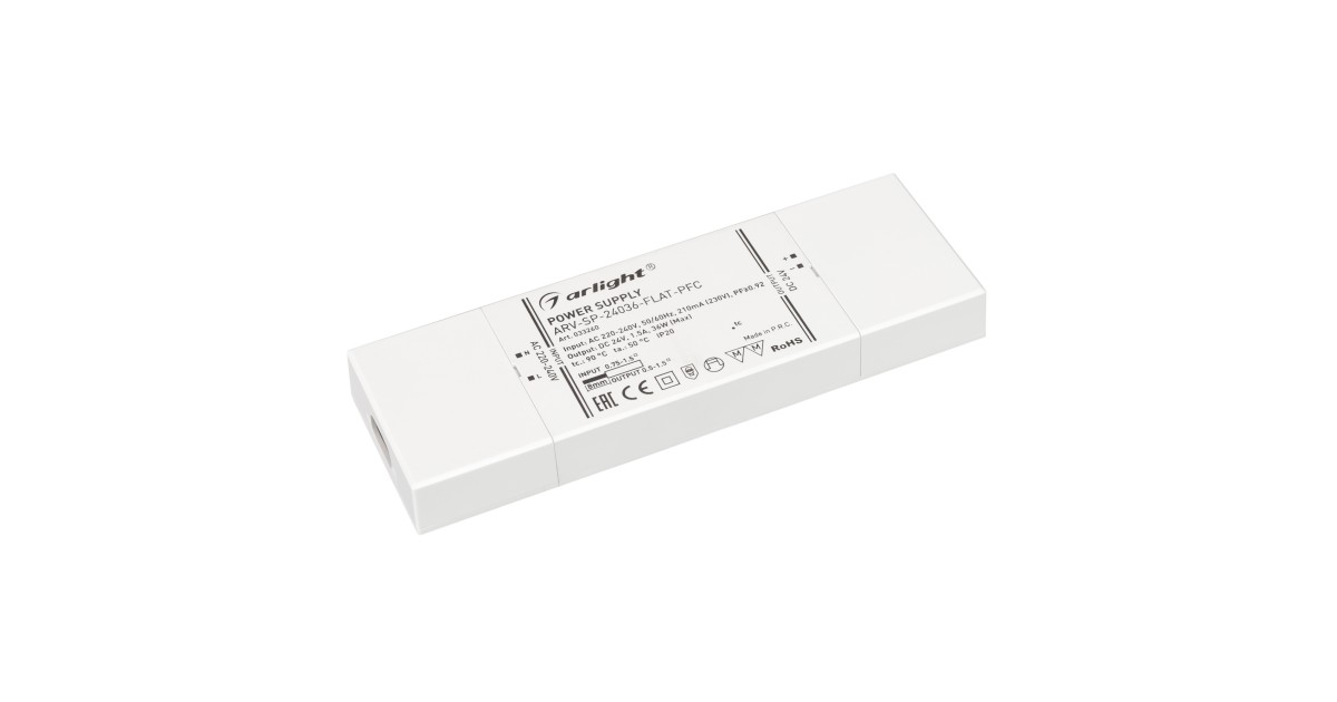 Купить Блок питания ARV-SP-24036-FLAT-PFC (24V, 1.5A, 36W) 033260 Arlight оптом в Москве