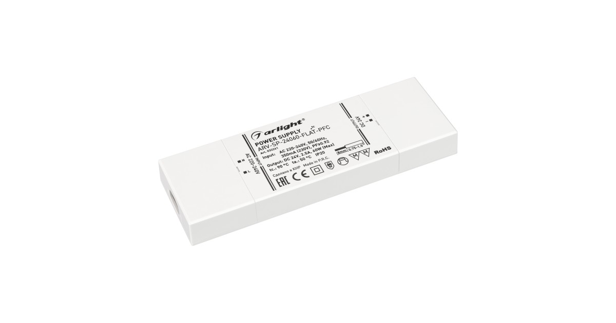 Купить Блок питания ARV-SP-24060-FLAT-PFC (24V, 2.5A, 60W) 033261 Arlight оптом в Москве