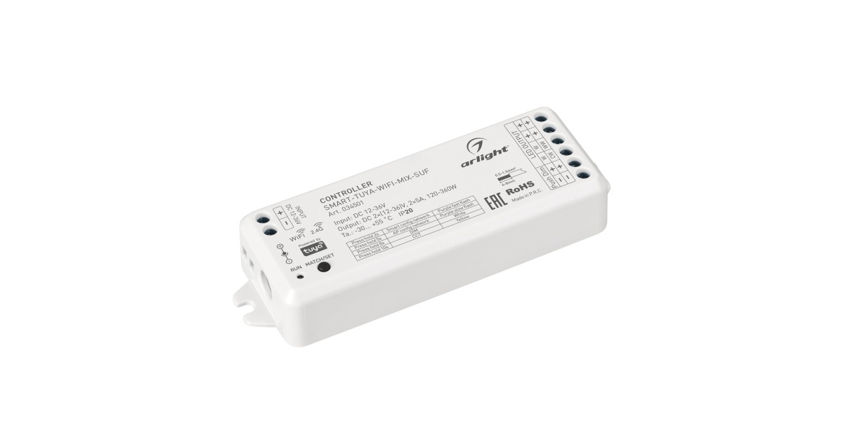 Купить Контроллер SMART-TUYA-WIFI-MIX-SUF (12-36V, 2x5A, 2.4G) 034501 Arlight оптом в Москве