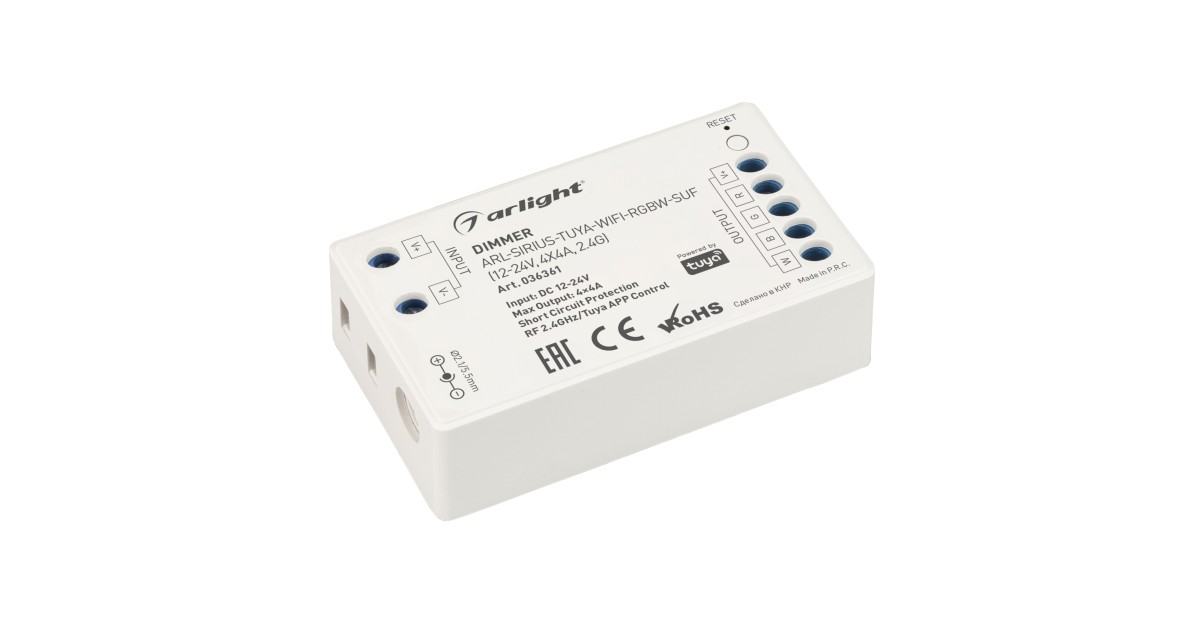 Купить Диммер ARL-SIRIUS-TUYA-WIFI-RGBW-SUF (12-24V, 4x4A, 2.4G) 036361 Arlight оптом в Москве