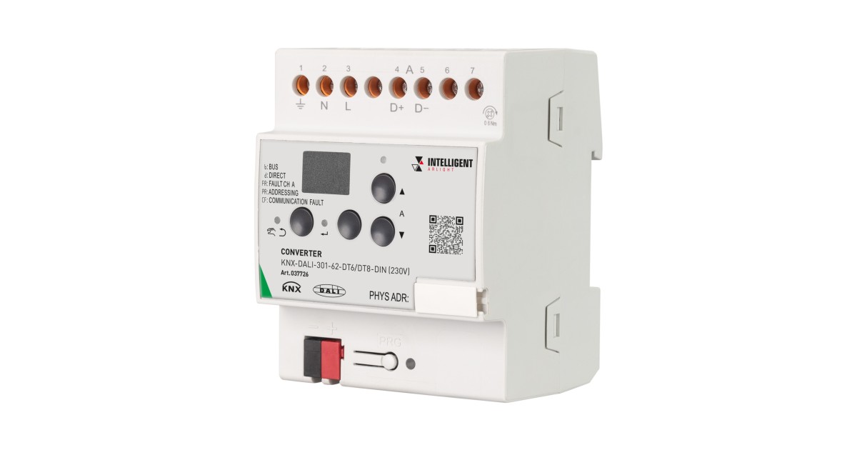Купить INTELLIGENT ARLIGHT Конвертер KNX-DALI-301-62-DT6/DT8-DIN (230V) 037726 Arlight оптом в Москве