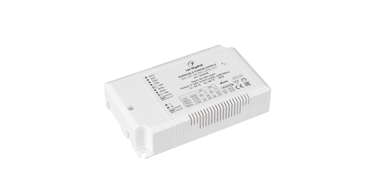 Купить Блок питания ARJ-SP-40-PFC-DT8-ССT (40W, 9-42V, 0.5-0.8А) 040498 Arlight оптом в Москве