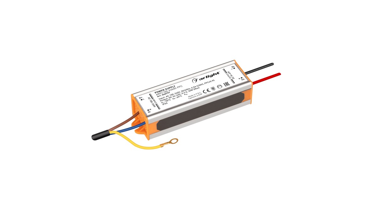 Купить Блок питания ARPJ-SN-63600-PFC (36W, 34-63V, 600mA) 040797 Arlight оптом в Москве