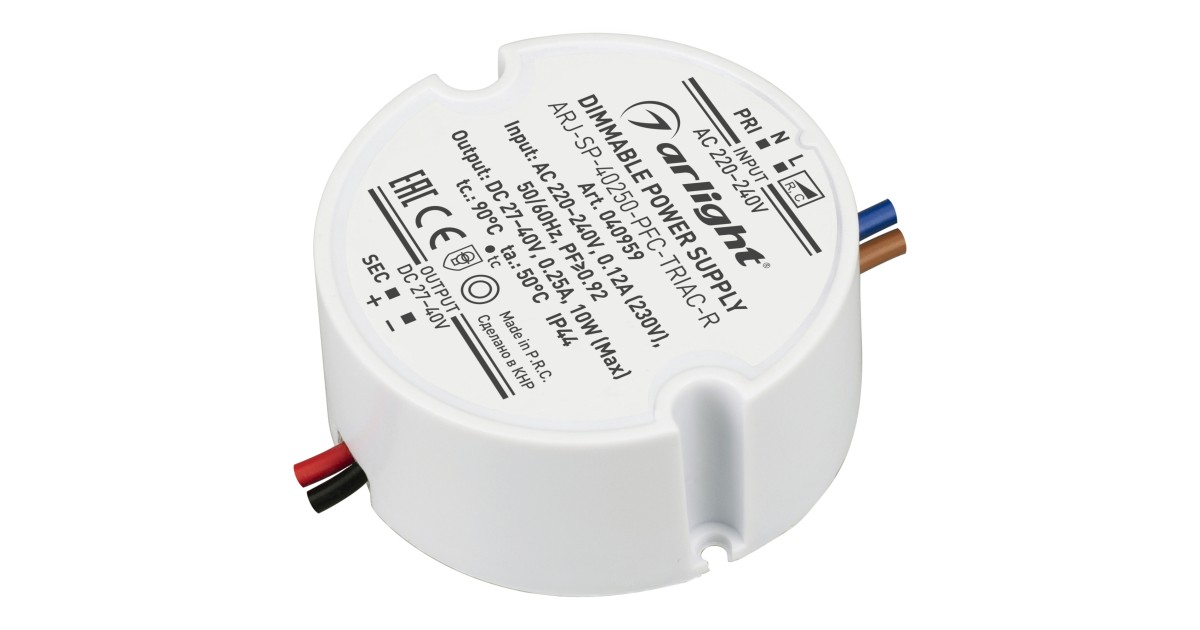 Купить Блок питания ARJ-SP-40250-PFC-TRIAC-R (10W, 27-40V, 250mA) 040959 Arlight оптом в Москве