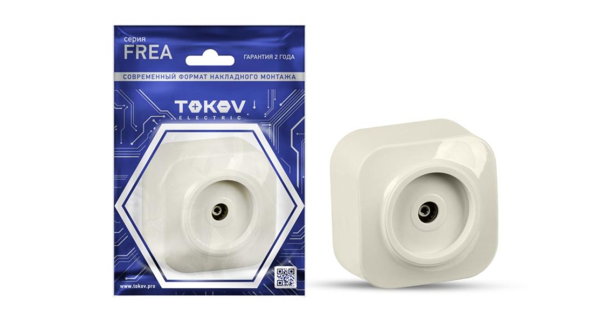 Купить Розетка телевизионная TV 1-м ОП Frea IP20 АБС-пластик беж. TKE-FR-A1C-C02 TOKOV ELECTRIC оптом в Москве