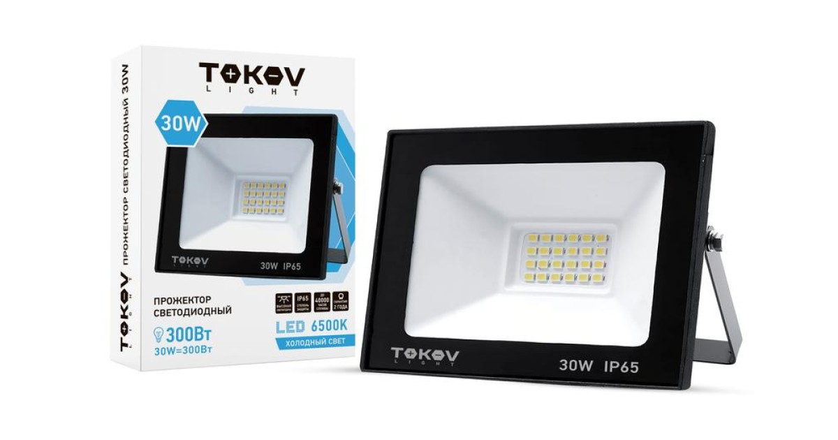 Купить Прожектор светодиодный 30Вт 1700лм 6500К IP65 черн. (TKL) TKL-FL/LED-30-6.5K-IP65 TOKOV ELECTRIC оптом в Москве