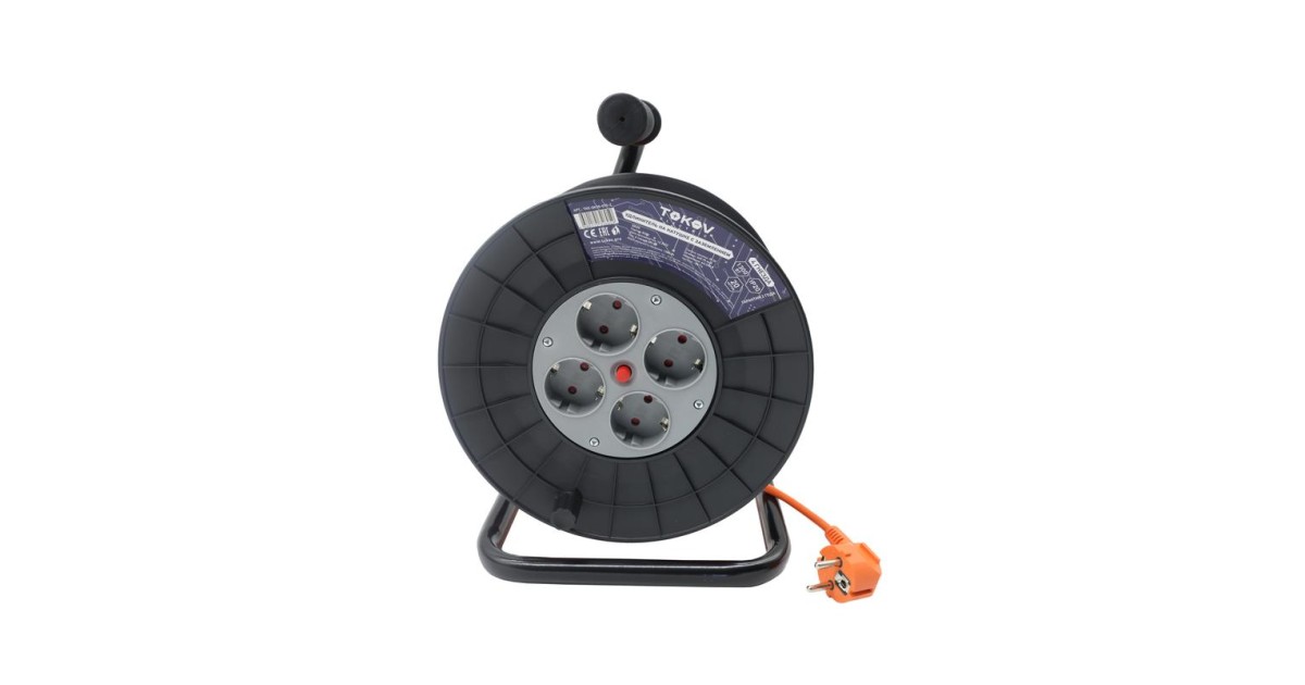 Купить Удлинитель на катушке 4х20м с заземл. 6А IP20 3х0.75 TKE-SK20-075-Z TOKOV ELECTRIC оптом в Москве