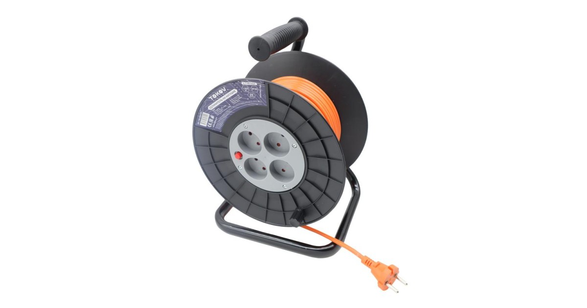 Купить Удлинитель на катушке 4х20м без заземл. 6А IP20 2х0.75 TKE-SK20-075 TOKOV ELECTRIC оптом в Москве