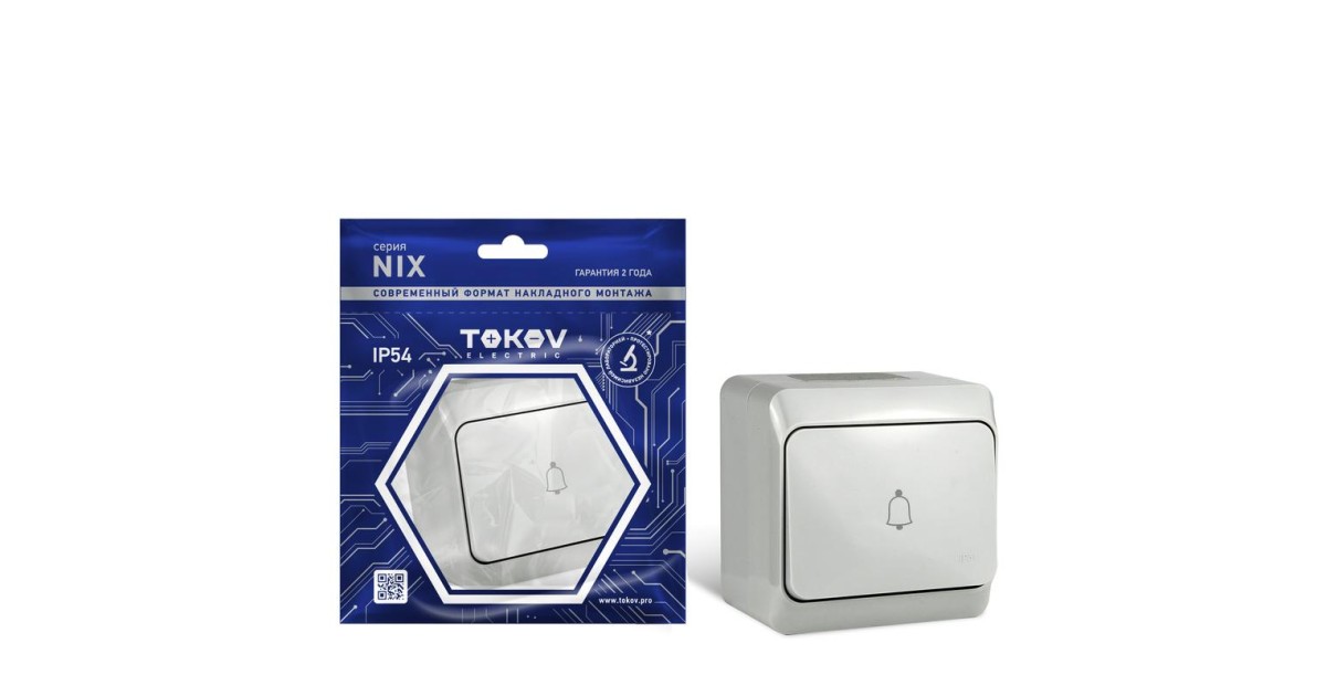 Купить Кнопка звонка ОП Nix 10А IP54 250В сер. TKE-NX-DB-C06-IP54 TOKOV ELECTRIC оптом в Москве