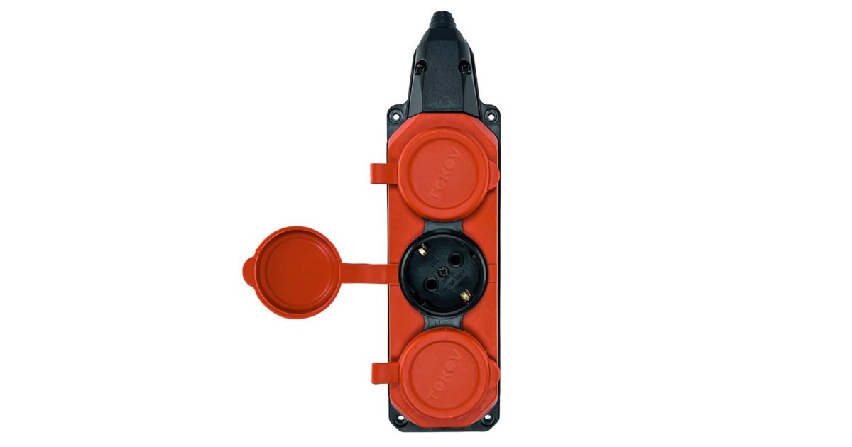 Купить Колодка удлинителя 3-м с заземл. 16А IP44 каучук красн. TOKOV TKE-C13-KK3-Z TOKOV ELECTRIC оптом в Москве