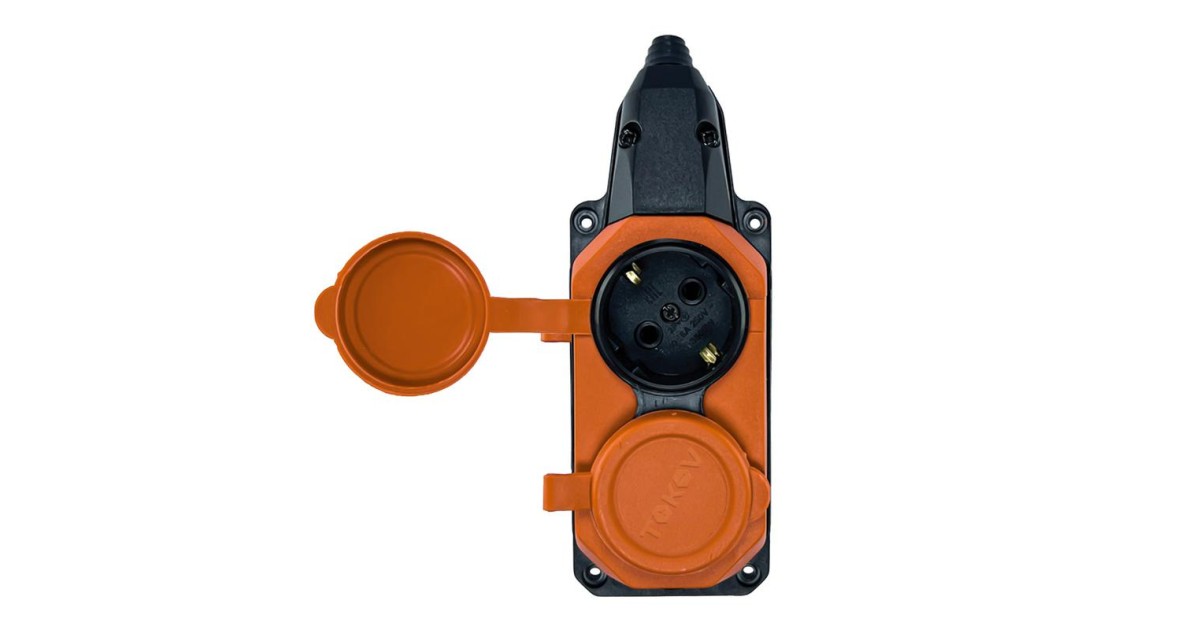 Купить Колодка удлинителя 2-м с заземл. 16А IP44 каучук оранж. TOKOV TKE-C10-KK2-Z TOKOV ELECTRIC оптом в Москве