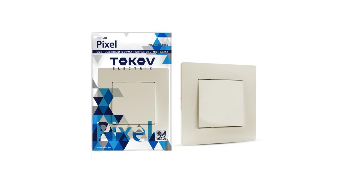 Купить Выключатель 1-кл. СП Pixel 10А IP20 в сборе беж. TKE-PX-V1F-C02 TOKOV ELECTRIC оптом в Москве