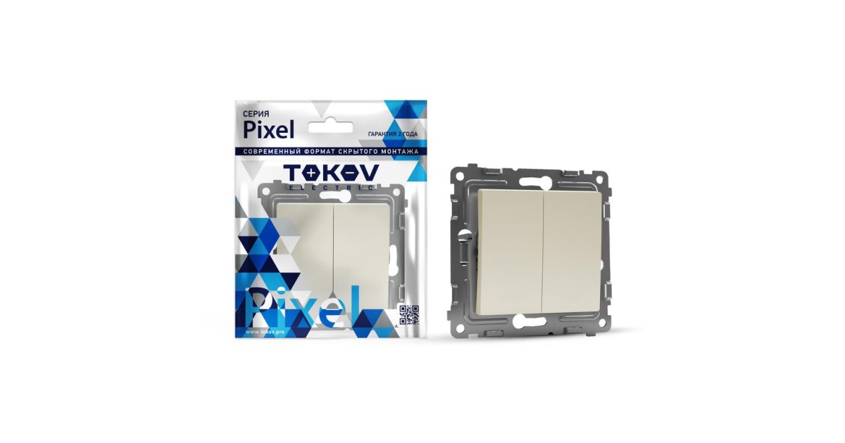 Купить Переключатель проходной 2-кл. СП Pixel 10А IP20 механизм беж. TKE-PX-P2-C02 TOKOV ELECTRIC оптом в Москве