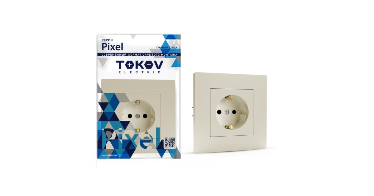 Купить Розетка 1-м СП Pixel 16А IP20 с заземл. защ. шторки в сборе беж. TKE-PX-R1FZSF-C02 TOKOV ELECTRIC оптом в Москве
