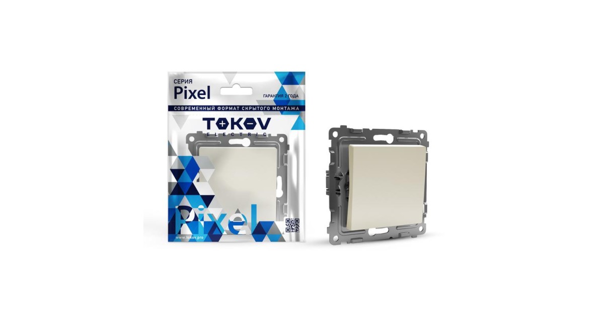 Купить Переключатель проходной 1-кл. СП Pixel 10А IP20 механизм беж. TKE-PX-P1-C02 TOKOV ELECTRIC оптом в Москве