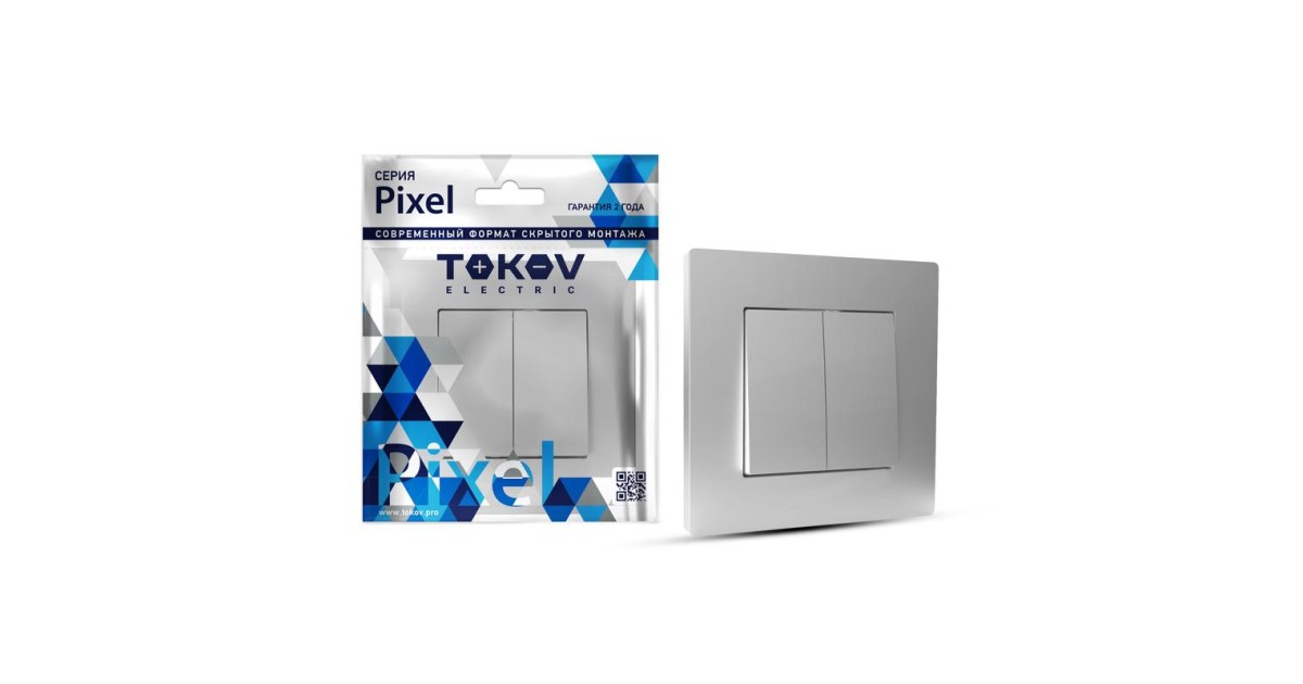 Купить Выключатель 2-кл. СП Pixel 10А IP20 в сборе алюм. TKE-PX-V2F-C03 TOKOV ELECTRIC оптом в Москве