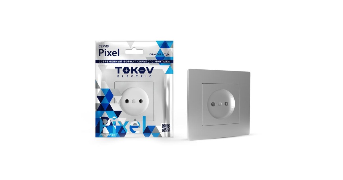 Купить Розетка 1-м СП Pixel 16А IP20 без заземл. в сборе алюм. TKE-PX-R1F-C03 TOKOV ELECTRIC оптом в Москве