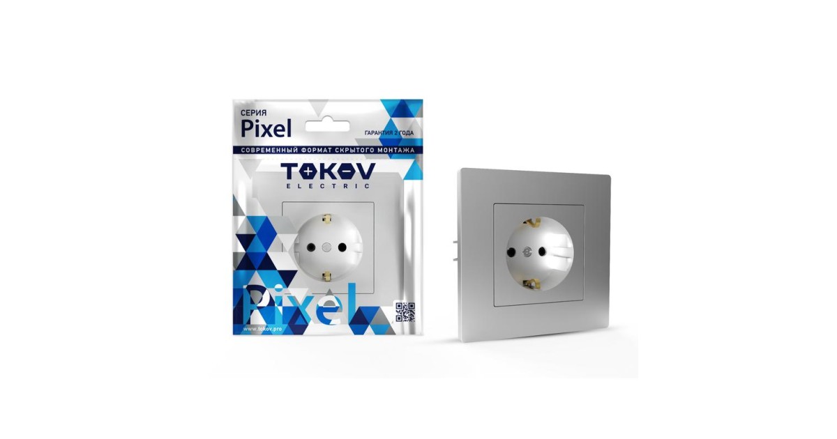 Купить Розетка 1-м СП Pixel 16А IP20 с заземл. защ. шторки в сборе алюм. TKE-PX-R1FZSF-C03 TOKOV ELECTRIC оптом в Москве