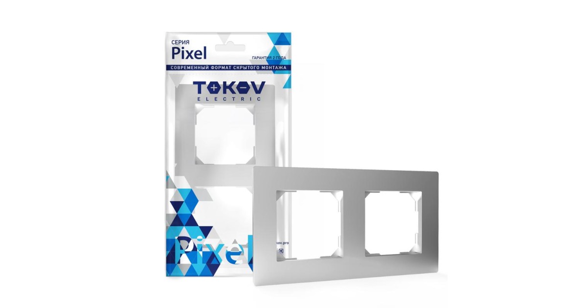 Купить Рамка 2-м Pixel универс. алюм. TKE-PX-RM2-C03 TOKOV ELECTRIC оптом в Москве