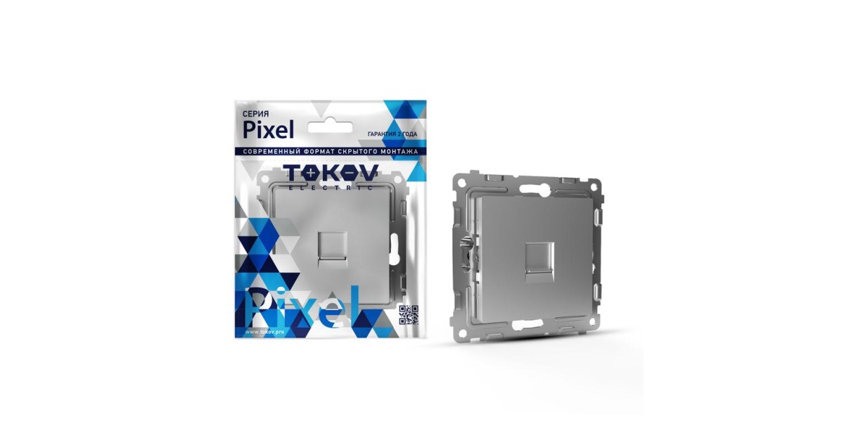 Купить Розетка телефонная 1-м СП Pixel RJ11 механизм алюм. TKE-PX-RT1-C03 TOKOV ELECTRIC оптом в Москве
