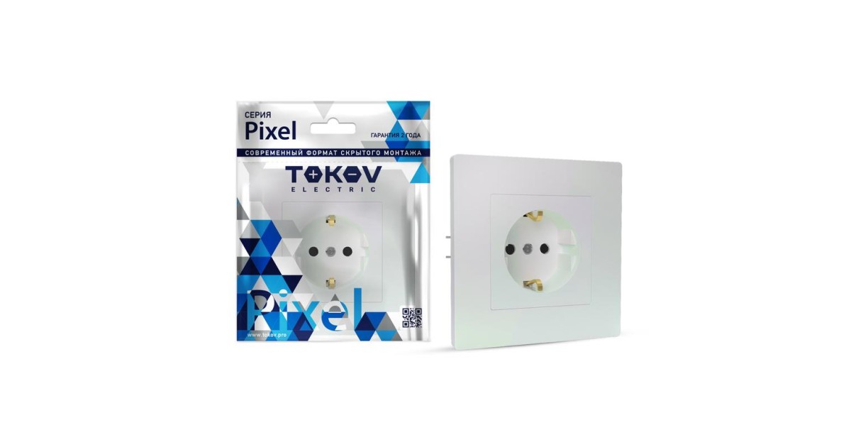 Купить Розетка 1-м СП Pixel 16А IP20 с заземл. защ. шторки в сборе перламутр. TKE-PX-R1FZSF-C04 TOKOV ELECTRIC оптом в Москве