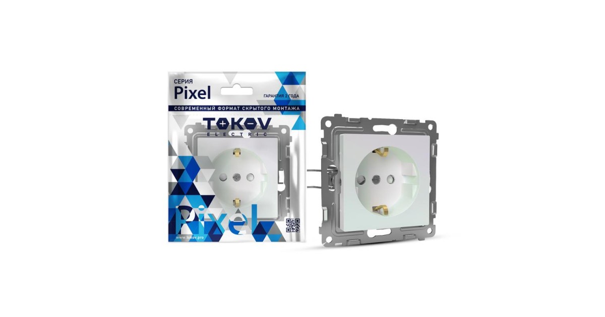 Купить Розетка 1-м СП Pixel 16А IP20 с заземл. механизм перламутр. TKE-PX-R1Z-C04 TOKOV ELECTRIC оптом в Москве