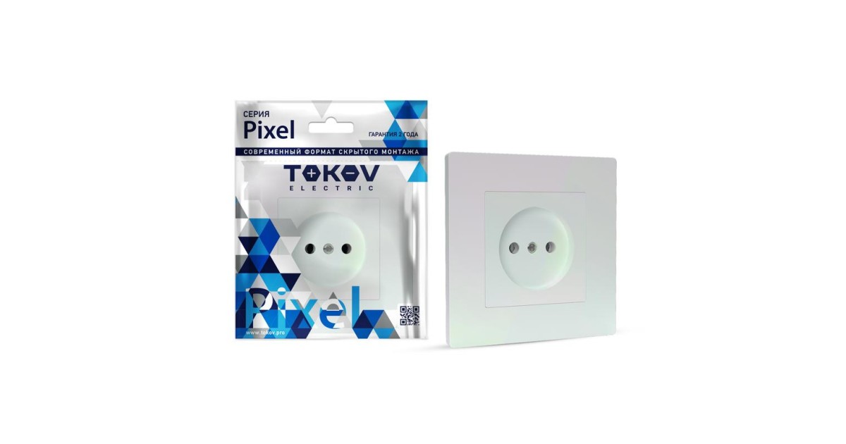 Купить Розетка 1-м СП Pixel 16А IP20 без заземл. в сборе перламутр. TKE-PX-R1F-C04 TOKOV ELECTRIC оптом в Москве