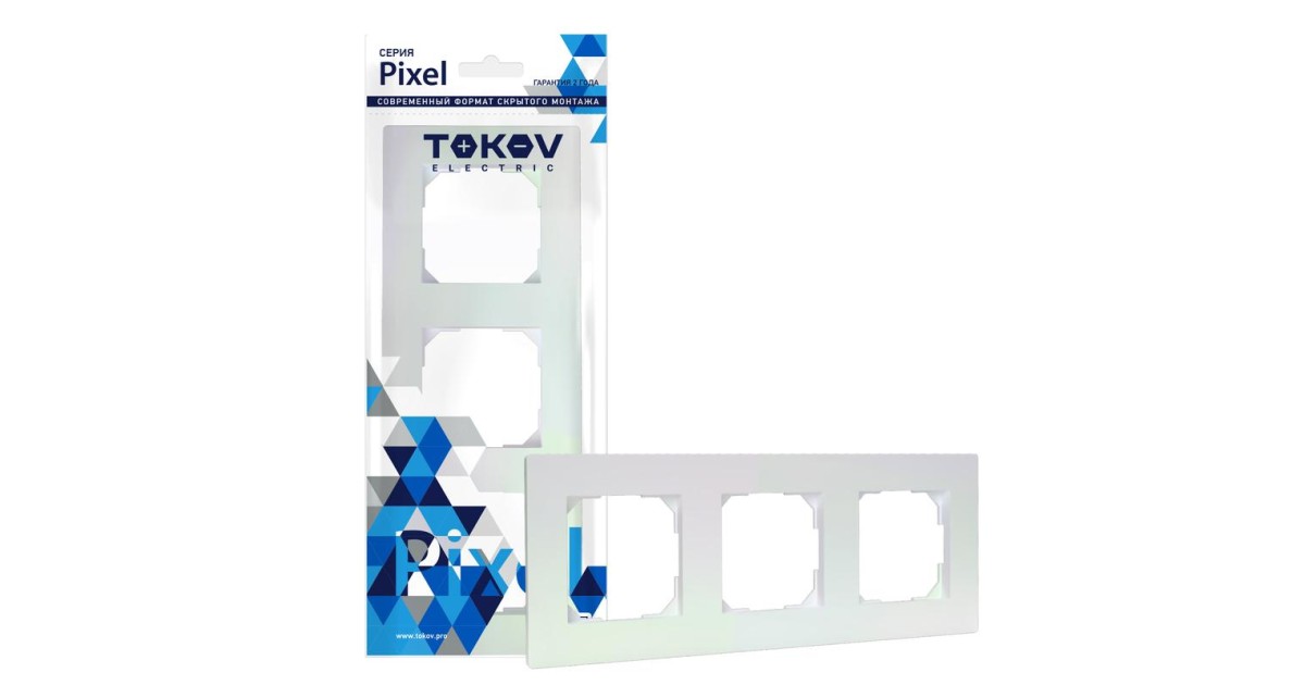 Купить Рамка 3-м Pixel универс. перламутр. TKE-PX-RM3-C04 TOKOV ELECTRIC оптом в Москве