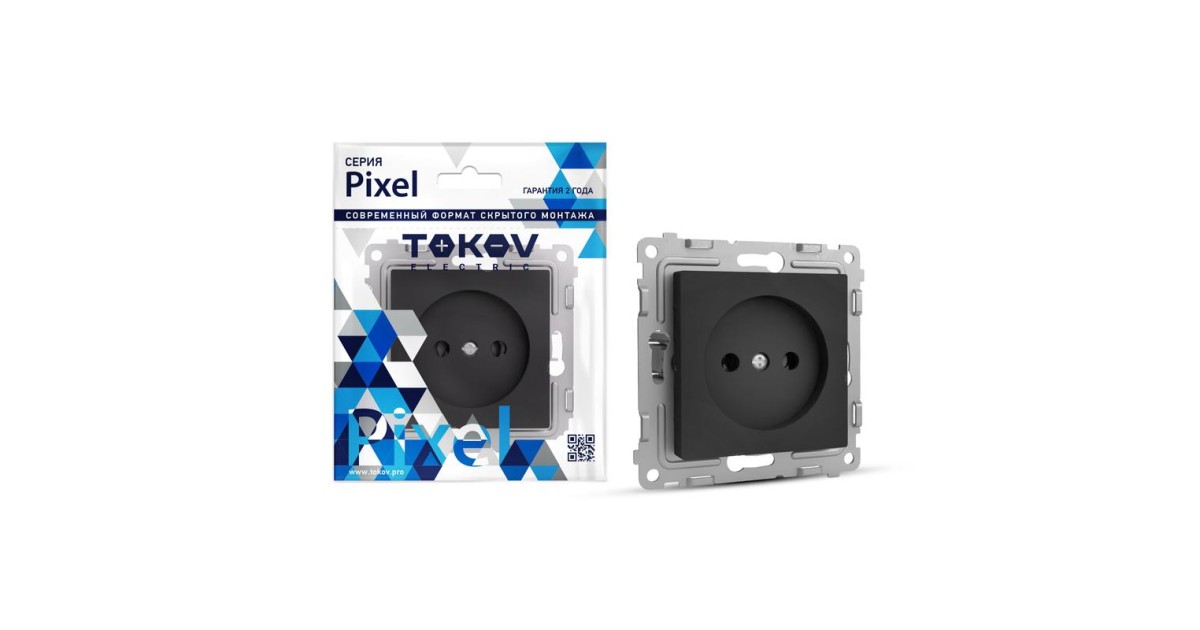 Купить Розетка 1-м СП Pixel 16А IP20 без заземл. защ. шторки механизм карбон TKE-PX-R1SF-C14 TOKOV ELECTRIC оптом в Москве