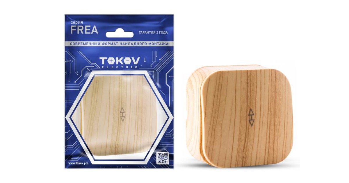 Купить Переключатель 1-кл. ОП Frea 10А IP20 250В АБС-пластик сосна TKE-FR-P1-C25 TOKOV ELECTRIC оптом в Москве