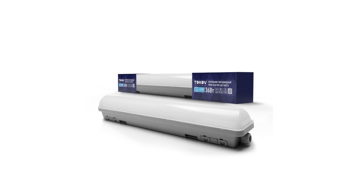 Купить Светильник светодиодный ДСП B02Т3 36Вт 6500К IP65 3600лм подкл. в линию до 7штук TKE-DSP-B02T3-36-6.5K-IP65 1803262А TOKOV ELECTRIC оптом в Москве