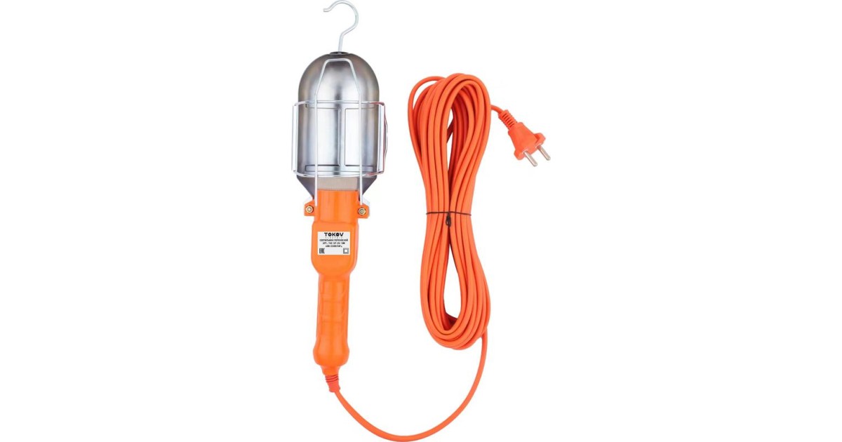 Купить Светильник переносной с выключателем 60Вт 220В ПВС 2х0.75 10м IP20 TKE-SP-20-10M TOKOV ELECTRIC оптом в Москве