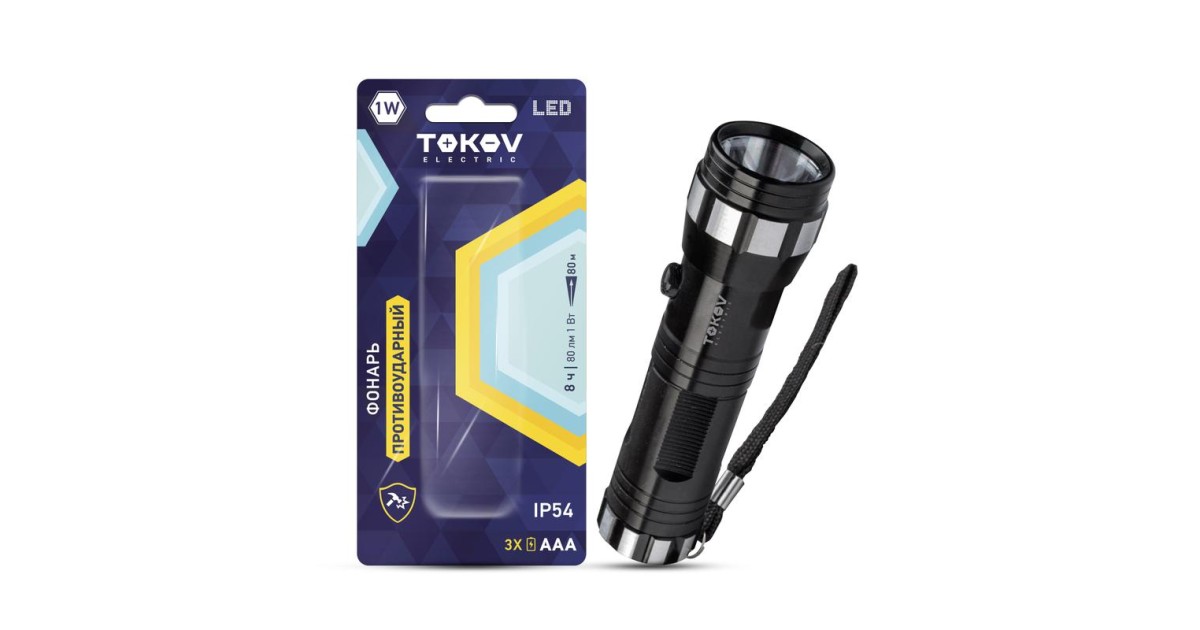Купить Фонарь ручной на батарейках 3xAAA анодированный алюм. TOKOV ELECTRIC TKE-RF-B-01 TOKOV ELECTRIC оптом в Москве