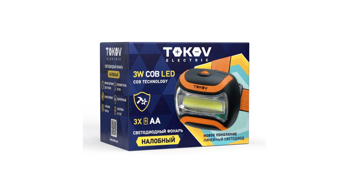 Купить Фонарь налобный на батарейках ААх3 TOKOV ELECTRIC TKE-NF-B-01 TOKOV ELECTRIC оптом в Москве