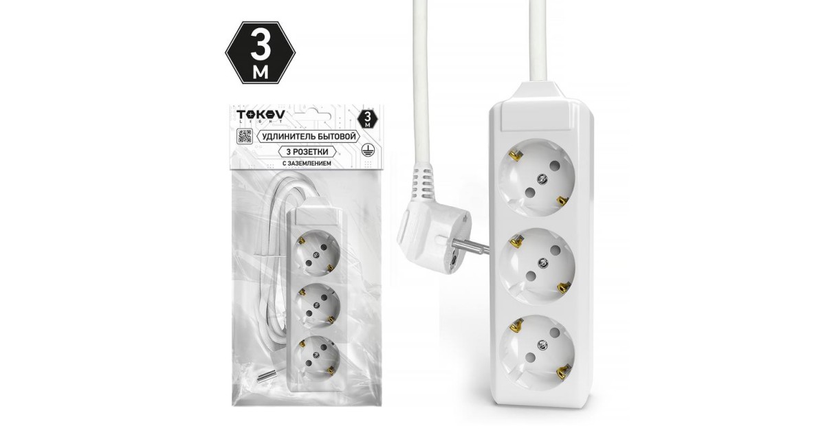 Купить Удлинитель 3х3м с заземл. 10А 3х1.5 TOKOV LIGHT TKL-C01-BU3-3-1.5-Z TOKOV ELECTRIC оптом в Москве