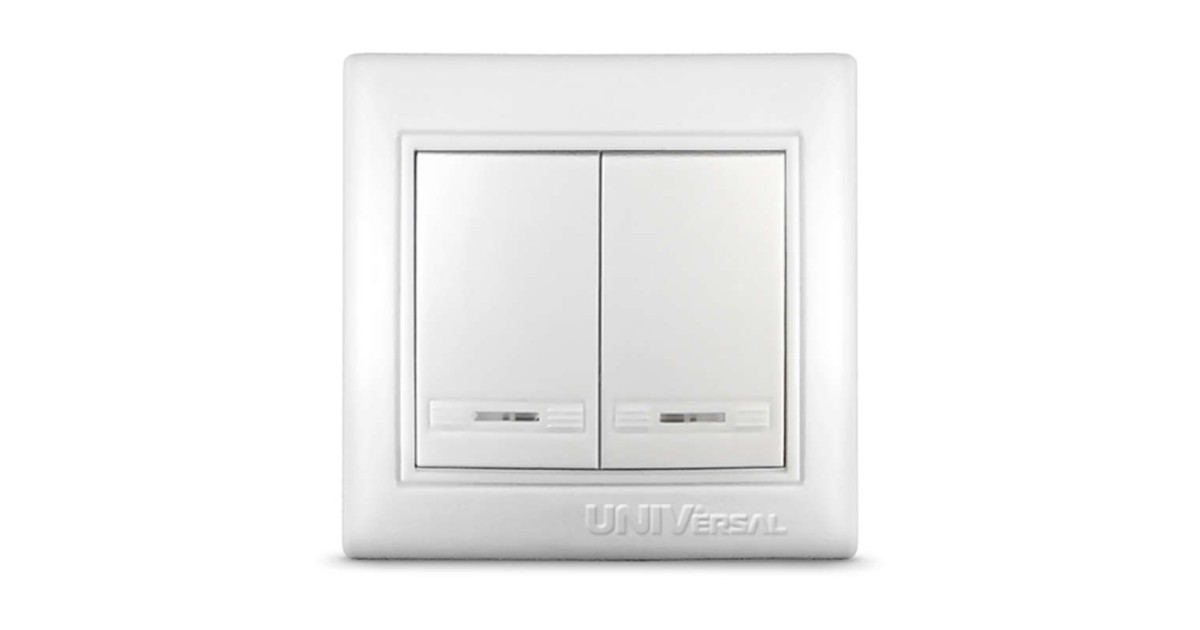 Купить Выключатель 2-кл. СП Севиль 10А IP20 с подсветкой бел. С0123 UNIVersal оптом в Москве