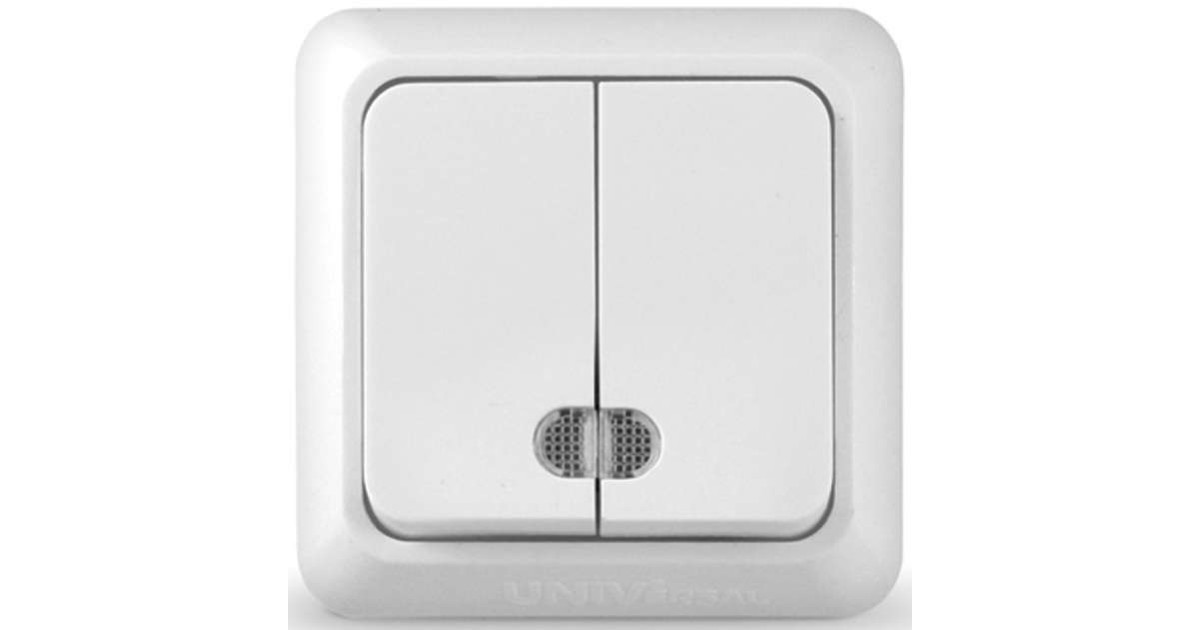 Купить Выключатель 2-кл. ОП Олимп 10А IP20 с подсветкой бел. О0123 UNIVersal оптом в Москве