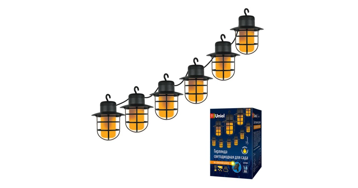 Купить Гирлянда садовая USL-S-121/PT2500 LANTERNS солнечная батарея "Фонарики" 72 светодиода эффект пламени IP44 Uniel UL-00006558 Uniel оптом в Москве