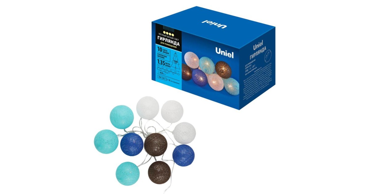 Купить Гирлянда ULD-S0135-010/STB/2AA WARM WHITE IP20 TANGLES-2 "Клубки-2" 2AA (не в/к) 1.35м 10 LED тепл. свет провод прозр. Uniel UL-00008420 Uniel оптом в Москве