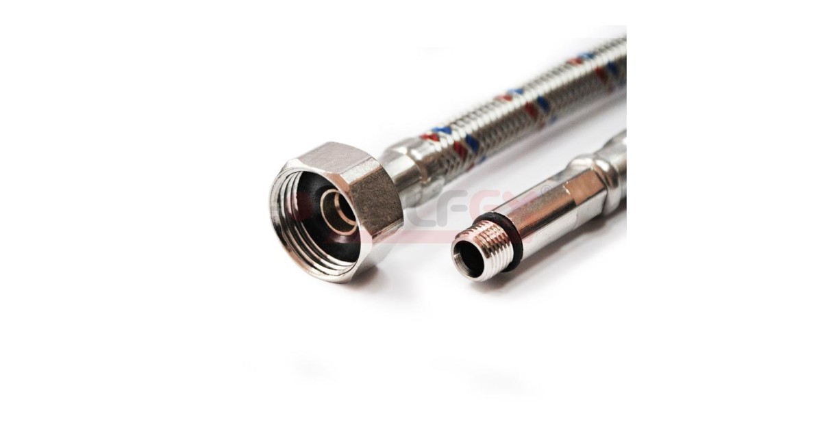 Купить Подводка гибкая М10х18-1/2дюйм 50см для смесителей (компл. 2шт) VALFEX S/S M10х18-F1/2" 50 сm VALFEX оптом в Москве