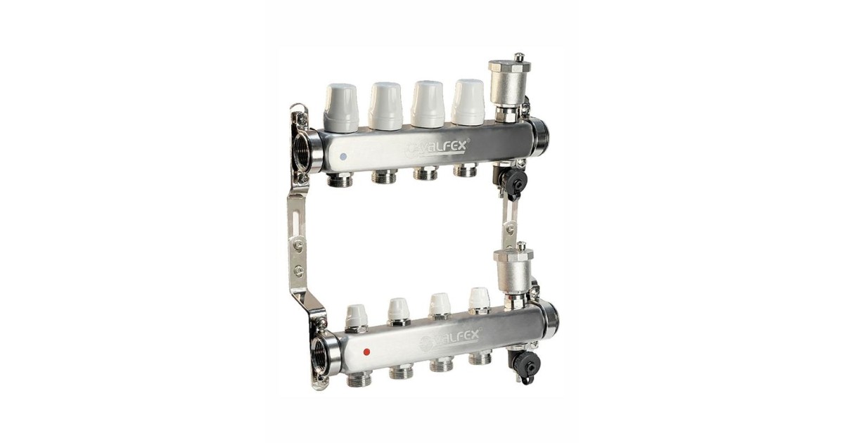 Купить Группа коллекторная 1дюйм х 4 вых. евроконус 3/4дюйм с ручн. регулир. клапан. нерж. сталь (2) К VALFEX VF.587.0604 VALFEX оптом в Москве