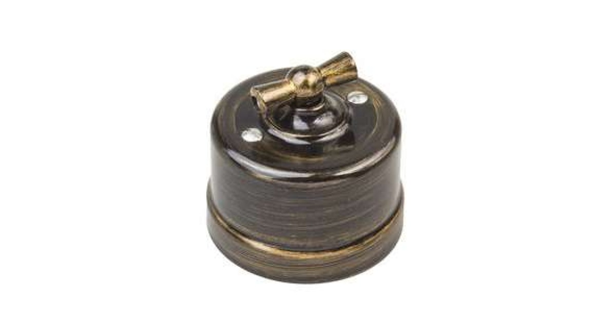 Купить Выключатель проходной поворотный 1-кл. ОП Лизетта 10А IP20 ретро 2 полож. ABS-пластик бронз. B1-201-25 Bironi оптом в Москве