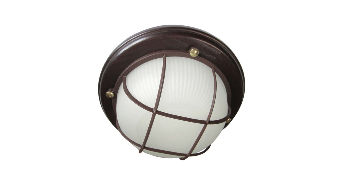 Купить Светильник НПП 03-60-014 "Самарканд" 1302 IP65 кругл. малый матов./корпус с решеткой дерево венге (инд. упак.) 1005500977 Элетех оптом в Москве