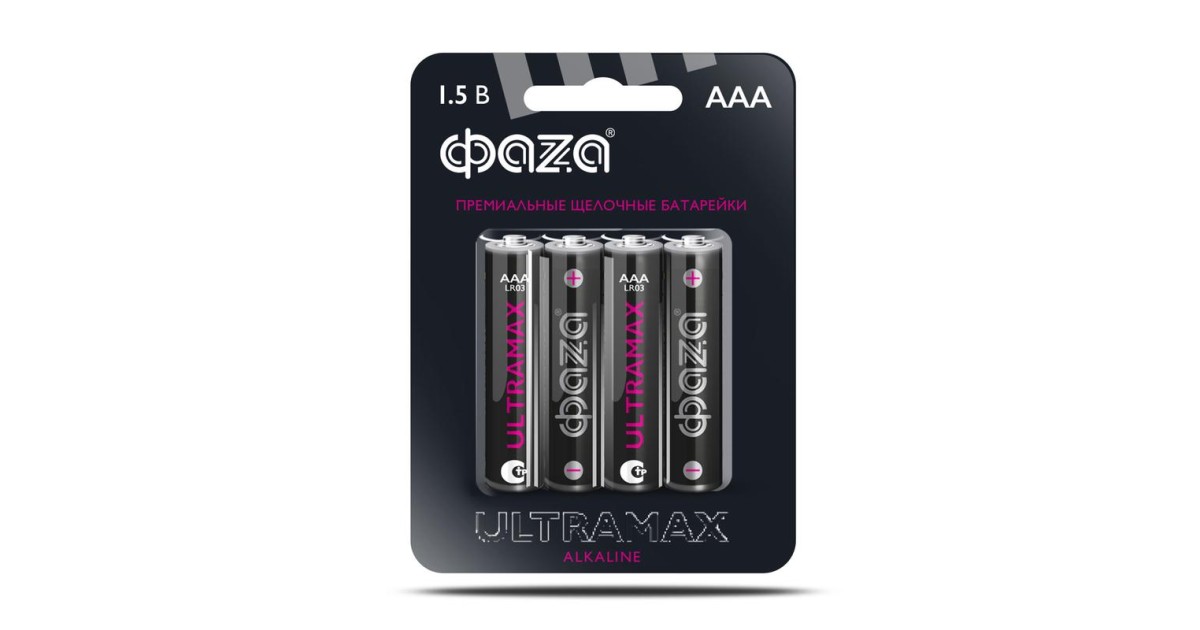 Купить Элемент питания алкалиновый AAA/LR03 1.5В Ultra Max LR03UM-B4 BL-4 (уп.4шт) 5043084 ФАZА оптом в Москве