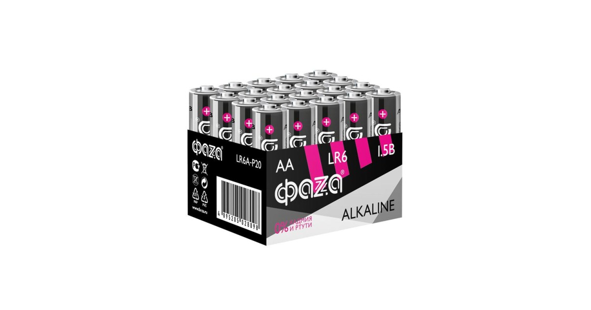 Купить Элемент питания алкалиновый AA/LR6 1.5В Alkaline Pack-20 (уп.20шт) 5028098 ФАZА оптом в Москве
