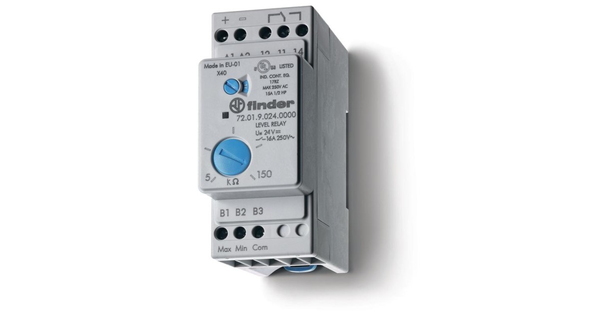 Купить Реле контроля уровня настраиваемый диапазон чувствительности 5…150кОм 240В AC выход 1CO 16А модульное 35мм IP20 720182400000 FINDER оптом в Москве
