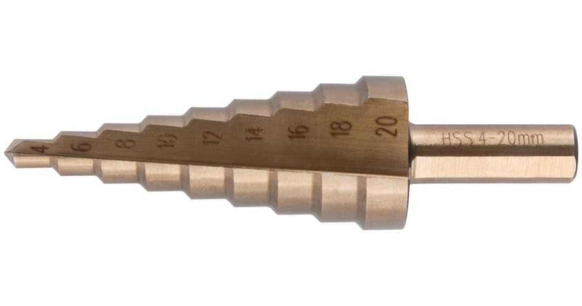 Купить Сверло ступенчатое HSS Co5% (Р6М5К5) по металлу, 9 ступеней, 4-20 мм 36392 FIT оптом в Москве