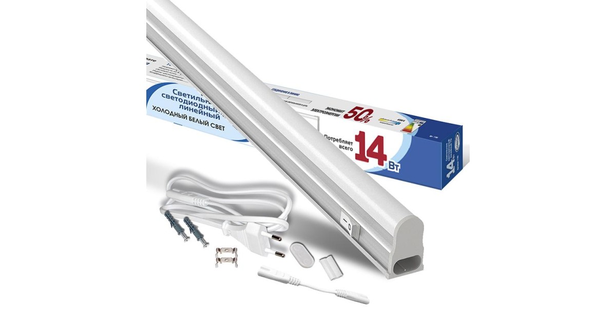 Купить Светильник светодиодный ILED-СOCB-СПБТ5-1200-14-1260-230-6.5-IP40 14Вт 6500К IP40 1260лм 230В 1200мм СПБ Т5 линейный 1195 IONICH оптом в Москве