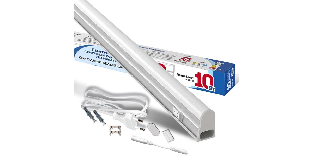 Купить Светильник светодиодный ILED-COCB-СПБТ5-900-10-900-230-6.5-IP40 10Вт 6500К IP40 900лм 230В 900мм СПБ Т5 линейный 1570 IONICH оптом в Москве