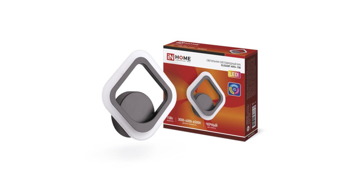 Купить Светильник светодиодный ELEGANT ARIS-15B 15Вт 3000-6500К 1200лм 230В STEP COLOR черн. 4690612035338 IN HOME оптом в Москве